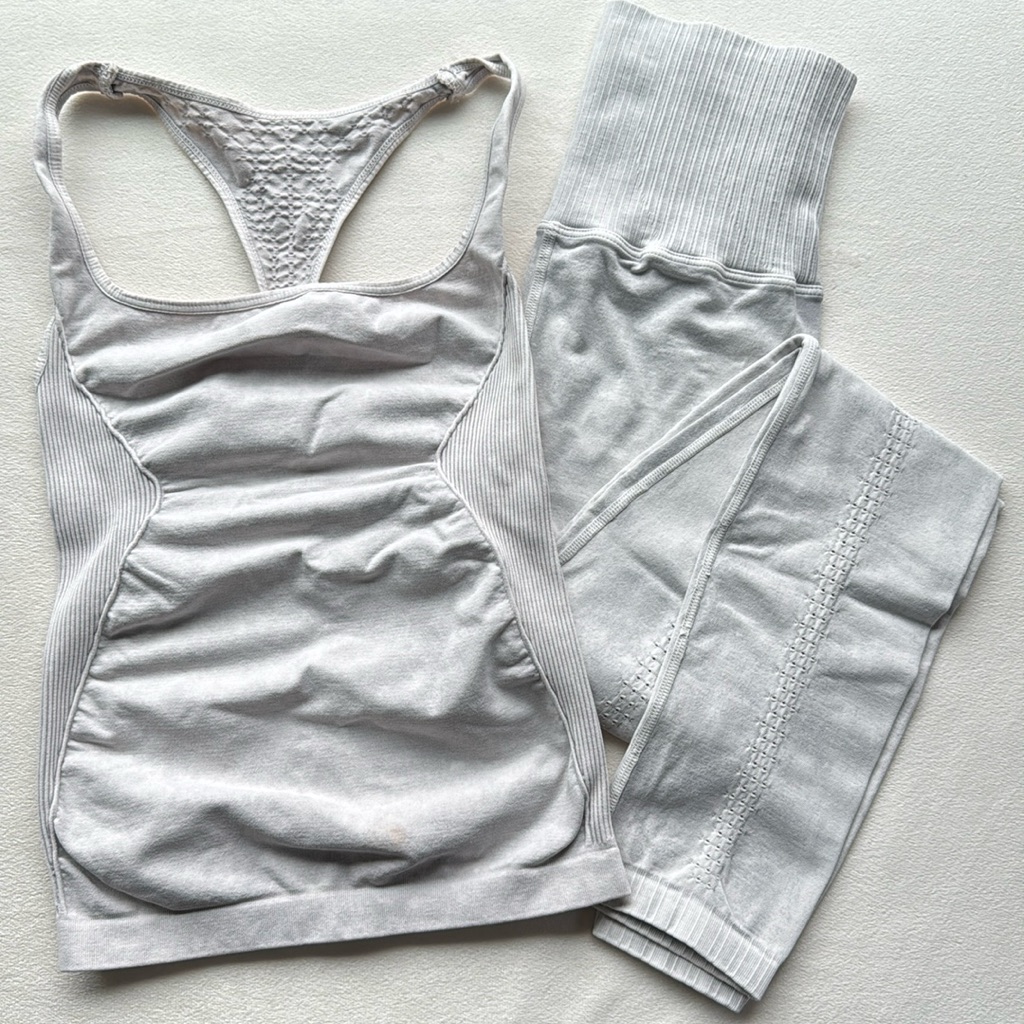 Free People Light Gray Seamless Leggings & Tank Set